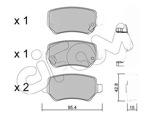 Комплект гальмівних накладок, дискове гальмо, з акустичною системою попередження про знос, Astra/Ceed/Combo/Zafira 94-, Cifam 822-542-0