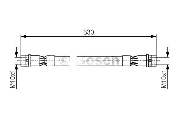 Гальмівний шланг, 330мм, VAG PASSAT 88- перед., Bosch 1987476410