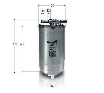 Фільтр палива, з роз’ємом для датчика води, VW/Skoda/Seat 1.4 TDI /1.9 SDI/TDI 09, Tecneco GS219