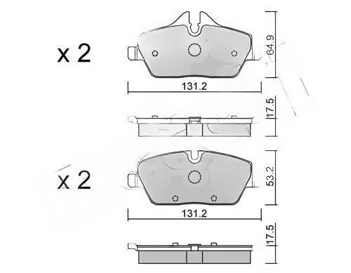 Комплект гальмівних накладок, дискове гальмо, Metelli 22-0664-0