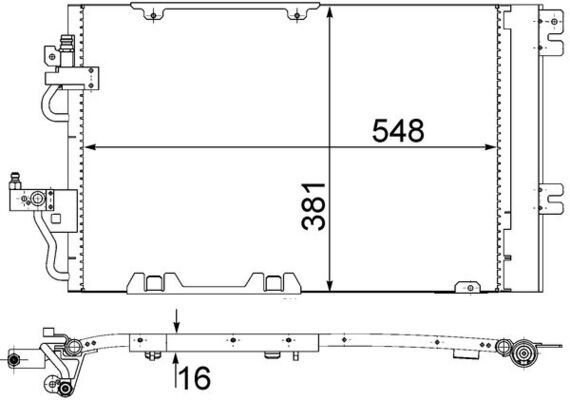 Конденсатор, система кондиціонування повітря, Opel Astra H 1.2-1.8i 04-14, Mahle AC378000S