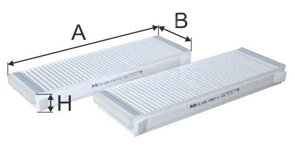 Фільтр, повітря у салоні, 30мм, фільтр пилку, Audi A6 04-11 (к-кт 2 шт), Mfilter K9872