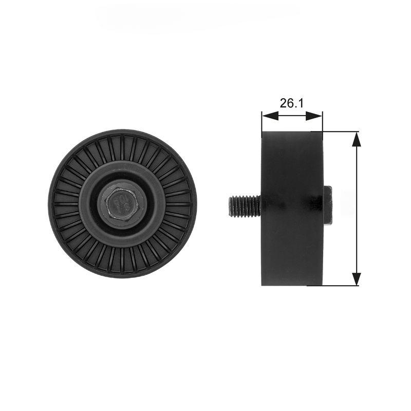 Відвідний/напрямний ролик, поліклиновий ремінь, Gates T38027