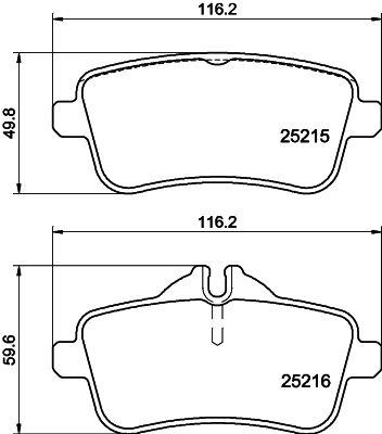 Комплект гальмівних накладок, дискове гальмо, Hella 8DB355019-741