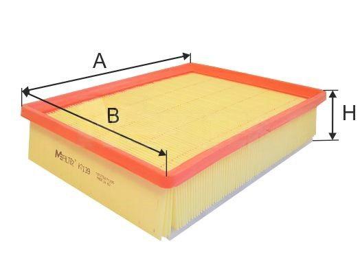Повітряний фільтр, фільтрувальний елемент, Trafic/Vivaro 1.6dCi 14-, Mfilter K7139