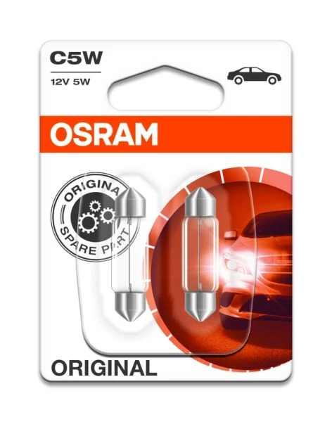 Лампа розжарювання, ліхтар номерного знака, 5Вт, c5w, STANDARD, Osram 6418-02B