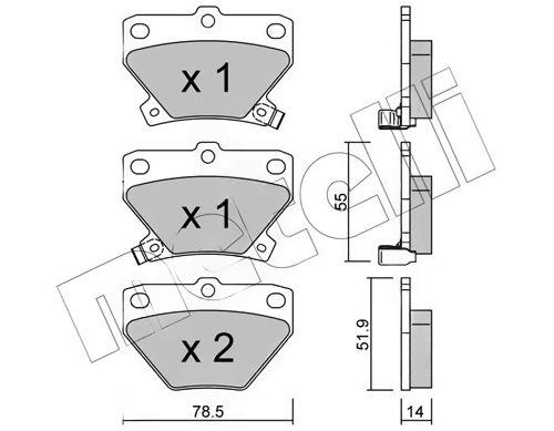 Комплект гальмівних накладок, дискове гальмо, Metelli 22-0424-0