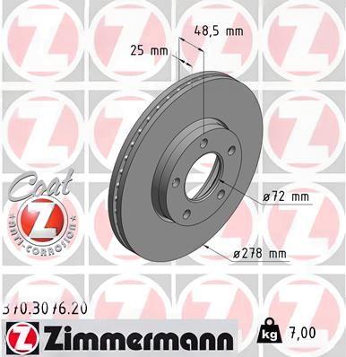 Гальмівний диск, Zimmermann 370.3076.20