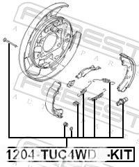 Комплект приладдя, колодка стоянкового гальма, Febest 1204-TUC4WDR-KIT