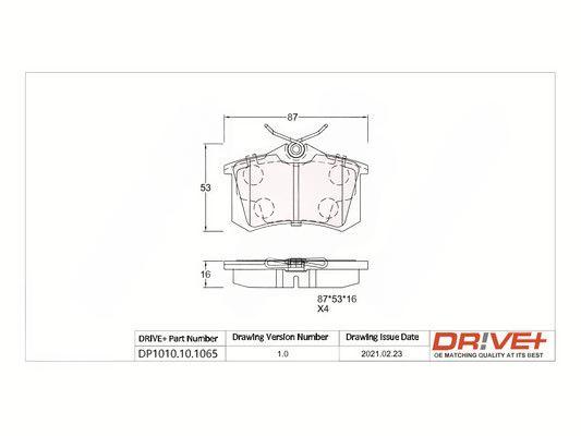 Комплект гальмівних накладок, дискове гальмо, Dr!Ve+ DP1010.10.1065