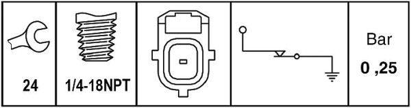 Гідравлічний вимикач, FORD датчик тиску мастила C-Max,Fiesta VI,Focus II,III,Kuga II,Mondeo III,IV,V,Transit Connect 00-, Hella 6ZL009600-081