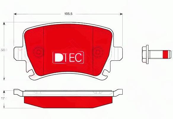 Комплект гальмівних накладок, дискове гальмо, Trw GDB1622DTE