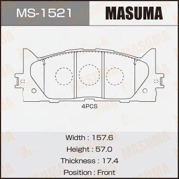 Комплект гальмівних колодок, передня вісь, 57мм, Toyota Camry (06-) (MS-1521) MASUMA, Masuma MS1521