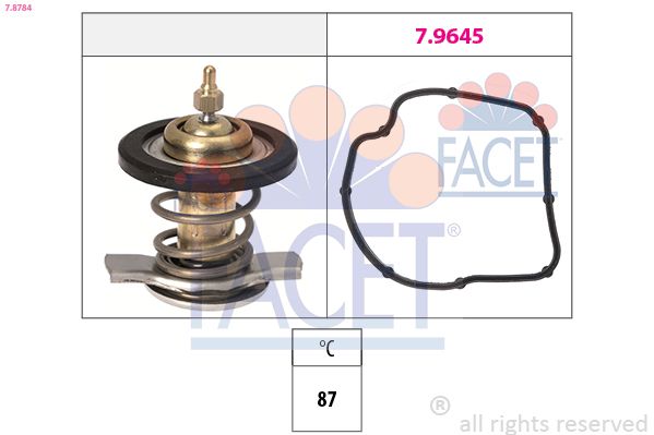 Термостат, охолоджувальна рідина, 87°C, Mercedes Benz Sprinter/W638/639 OM611/612/646 99-10 (вставка), Facet 78784