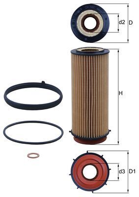 Оливний фільтр, фільтрувальний елемент, BMW 3 325-330D, 5 F10/F11 525-535D, 7 F01/F02 730-740D, X5/X6 E70/E71 10/08-, Mahle OX560D