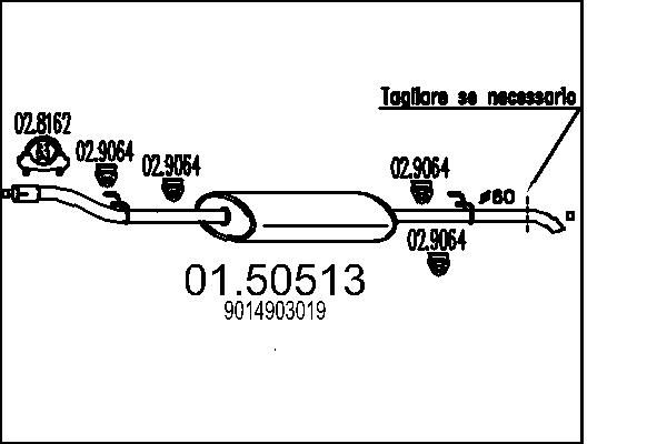 Проміжний глушник, MERCEDES SPRINTER, Mts 01.50513