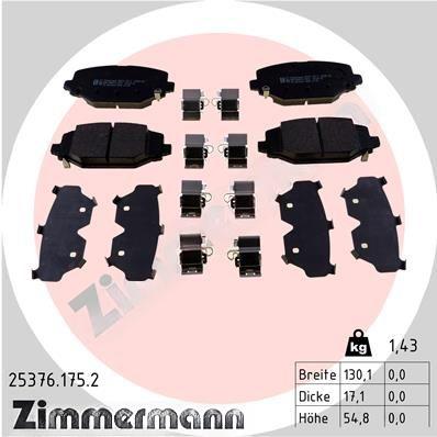 Комплект гальмівних накладок, дискове гальмо, Zimmermann 25376.175.2