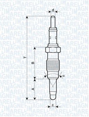 Свічка розжарювання, FIAT Doblo 00-09, Punto 03-10, Palio 96-20, Magneti Marelli 062900011304