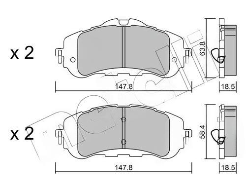 Комплект гальмівних накладок, дискове гальмо, без контакту попередження про знос, Citroen Berlingo 18-/Peugeot 308 13-/Partner 18-, Metelli 22-0983-0