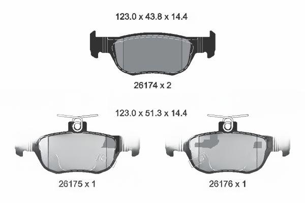 Комплект гальмівних накладок, дискове гальмо, Textar 2617401