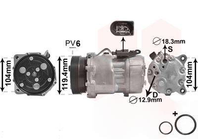 Компресор, система кондиціонування повітря, VW, Van Wezel 1800K321