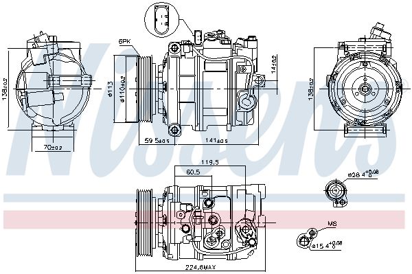 Компресор, система кондиціонування повітря, VAG Q7/TOUAREG/CAYENNE 02-, Nissens 89091