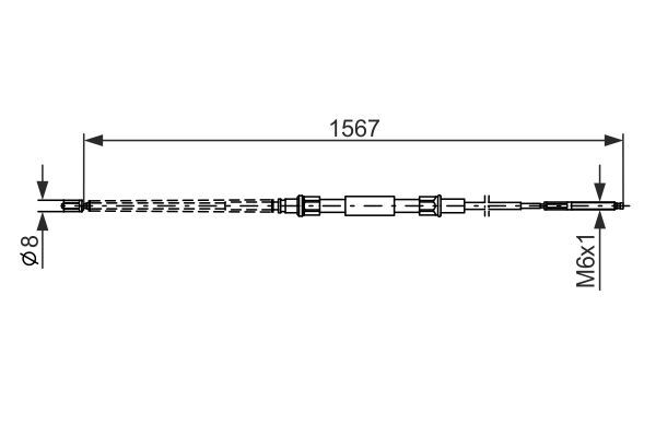 Тросовий привод, стоянкове гальмо, VW трос ручного гальма GOLF II 85-91, Bosch 1987482104