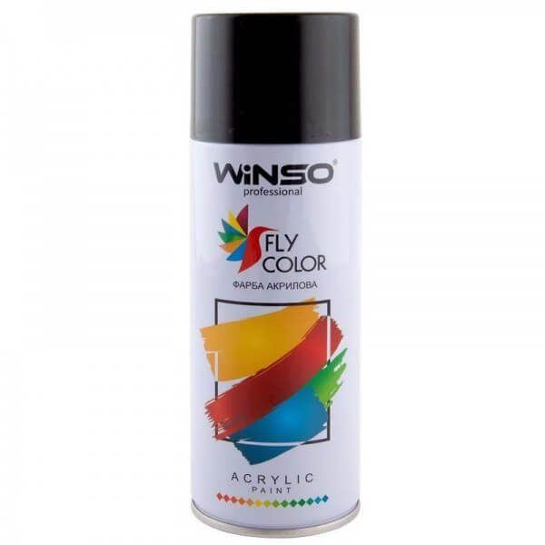 Фарба акрилова,spray 450ml.,чорний глянц.,(gloss black/ral9005),12шт/уп., Winso 880400