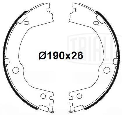 Комплект гальмівних колодок, стоянкове гальмо, Hyundai Santa Fe (06-)/Tucson II (15-) 190x26 (GF 4661) Trialli, Trialli GF4661