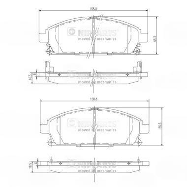 Комплект гальмівних накладок, дискове гальмо, передня вісь, NISSAN PATHFINDER 97-04/X-TRAIL 01-07 передние, Nipparts J3601071