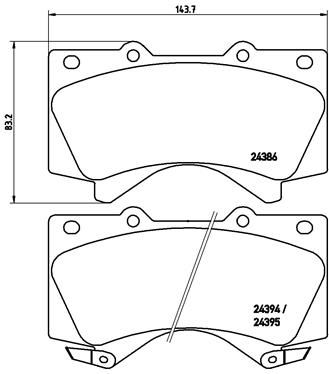 Комплект гальмівних накладок, дискове гальмо, Brembo P83107X