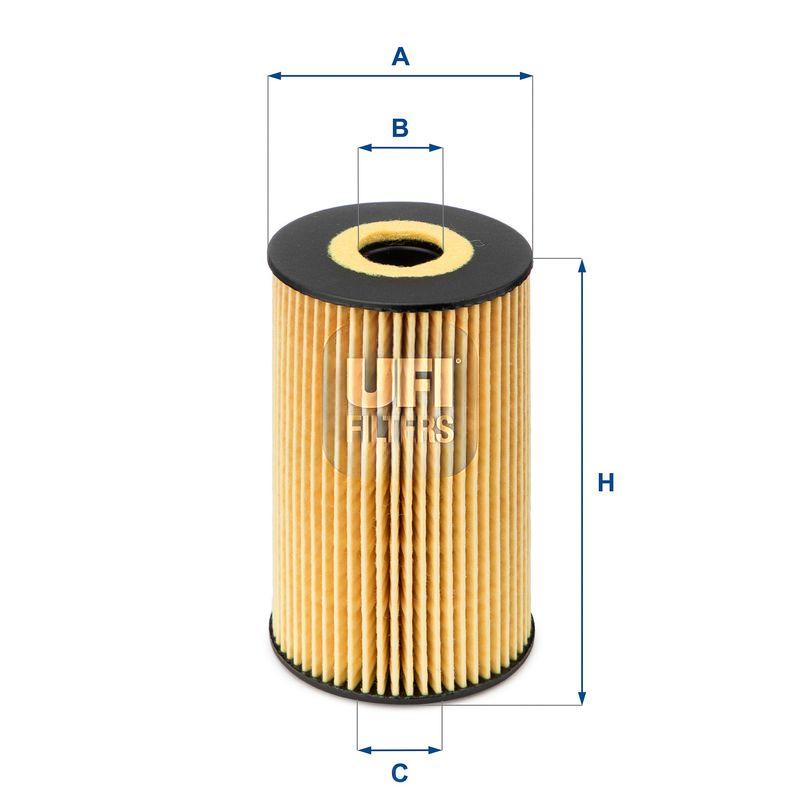 Оливний фільтр, фільтрувальний елемент, VAG A3/A4/A5/A6/Q3/Q5/GOLF 6/AMAROK/PASSAT 7/T5/CRAFTER 04- 1.6/2.0TDI, Ufi 25.106.00
