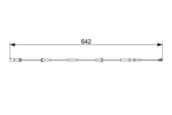 Конт. попер. сигналу, знос гальм. накл., BMW X1 (F48)/Mini Cooper 13- (L=642mm), Bosch 1987473544