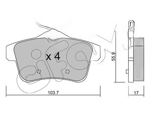 Комплект гальмівних накладок, дискове гальмо, без контакту попередження про знос, Citroen C4 09-/Peugeot 3008 09- (TRW), Cifam 822-855-0