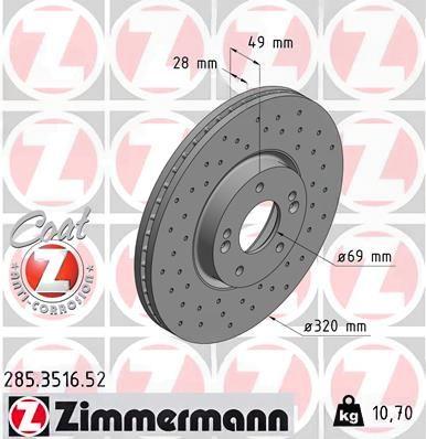 Гальмівний диск, Zimmermann 285.3516.52