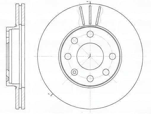 Гальмівний диск, передня вісь, з вентиляцією, 236мм, кількість отворів 6, OPEL диск гальмівний передній Ascona, Astra, Kadett E, Vectra A, Remsa 6061