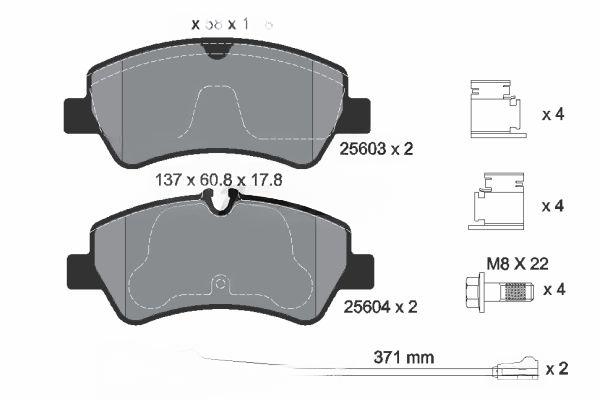 Комплект гальмівних накладок, дискове гальмо, Textar 2560303