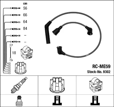 Комплект проводів високої напруги, Ngk RCME59