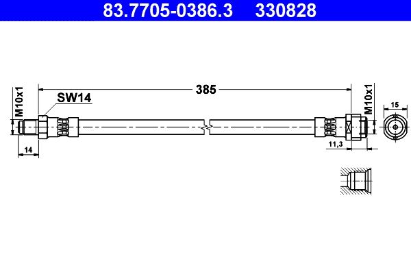 Гальмівний шланг, Ate 83.7705-0386.3