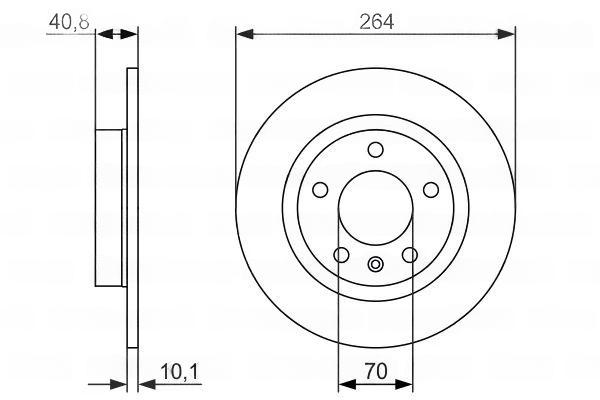 Гальмівний диск, повн., 263,6мм, кількість отворів 5, OPEL диск гальмівний задн.Corsa D/E 06-, Bosch 0986479715