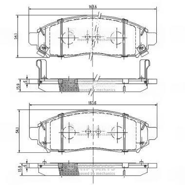 Комплект гальмівних накладок, дискове гальмо, Nipparts J3601095