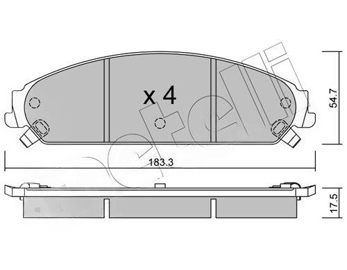 Комплект гальмівних накладок, дискове гальмо, Metelli 22-0717-0