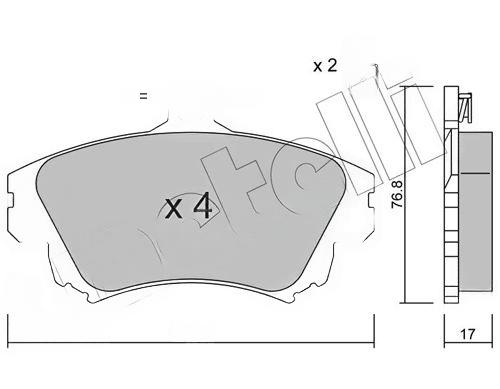 Комплект гальмівних накладок, дискове гальмо, Metelli 2202860