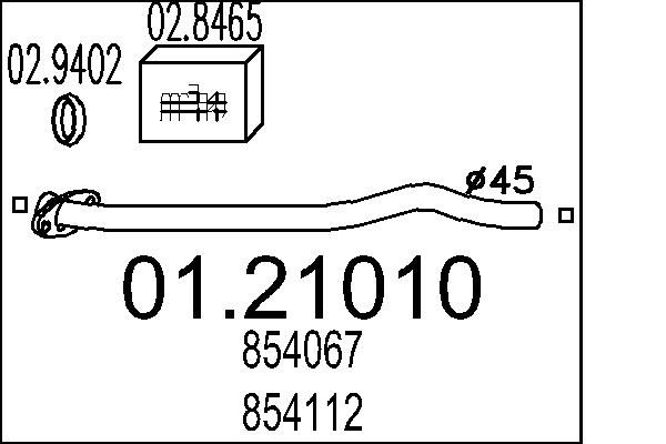 Вихлопна труба, спереду, Mts 0121010