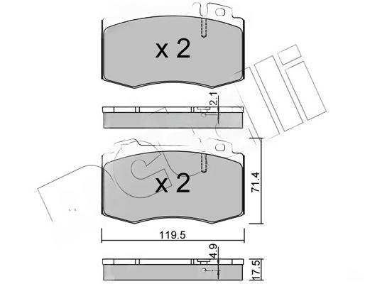 Комплект гальмівних накладок, дискове гальмо, підготовано для індикатора попередження про знос, Metelli 22-0563-5