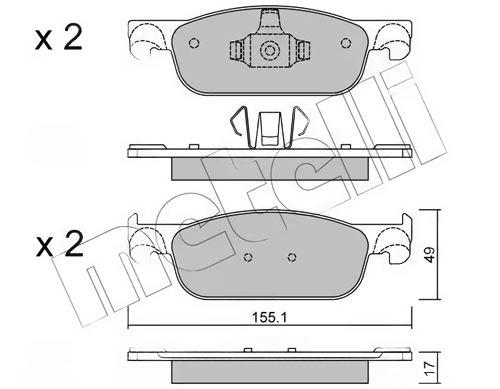 Комплект гальмівних накладок, дискове гальмо, Metelli 22-1109-0