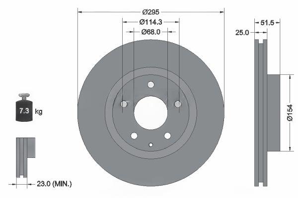 Гальмівний диск, з внутрішньою вентиляцією, 295мм, MAZDA 3 12- перед. (с покрытием PRO), Textar 92267603