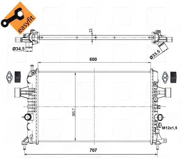 Радіатор, система охолодження двигуна, OPEL Astra 02-, Nrf 53000