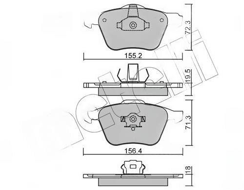 Комплект гальмівних накладок, дискове гальмо, Metelli 22-0833-0