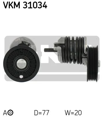 Натяжний ролик, поліклиновий ремінь, AUDI A4 B5, A6 C5, VW PASSAT B5 1.9D/1.9DH 01.95-09.01, Skf VKM31034